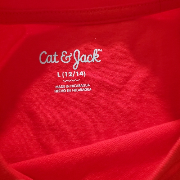 Cat and Jack Boys Red love your self long sleeve t-shirt size large - Picture 5 of 5